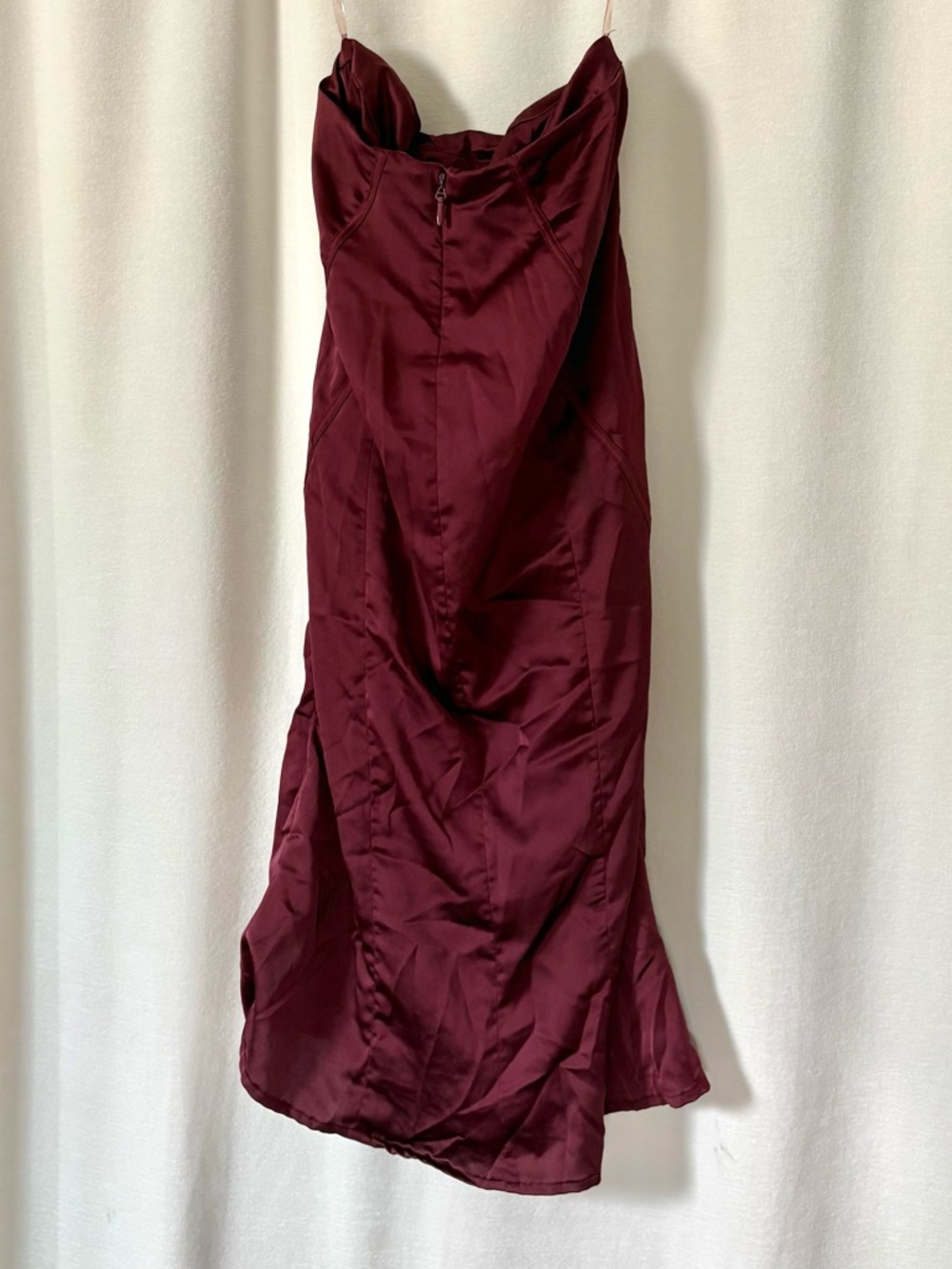 House of CB Sidonie Wine Satin Lace Up Midi Skirt size S - Picture 7 of 12